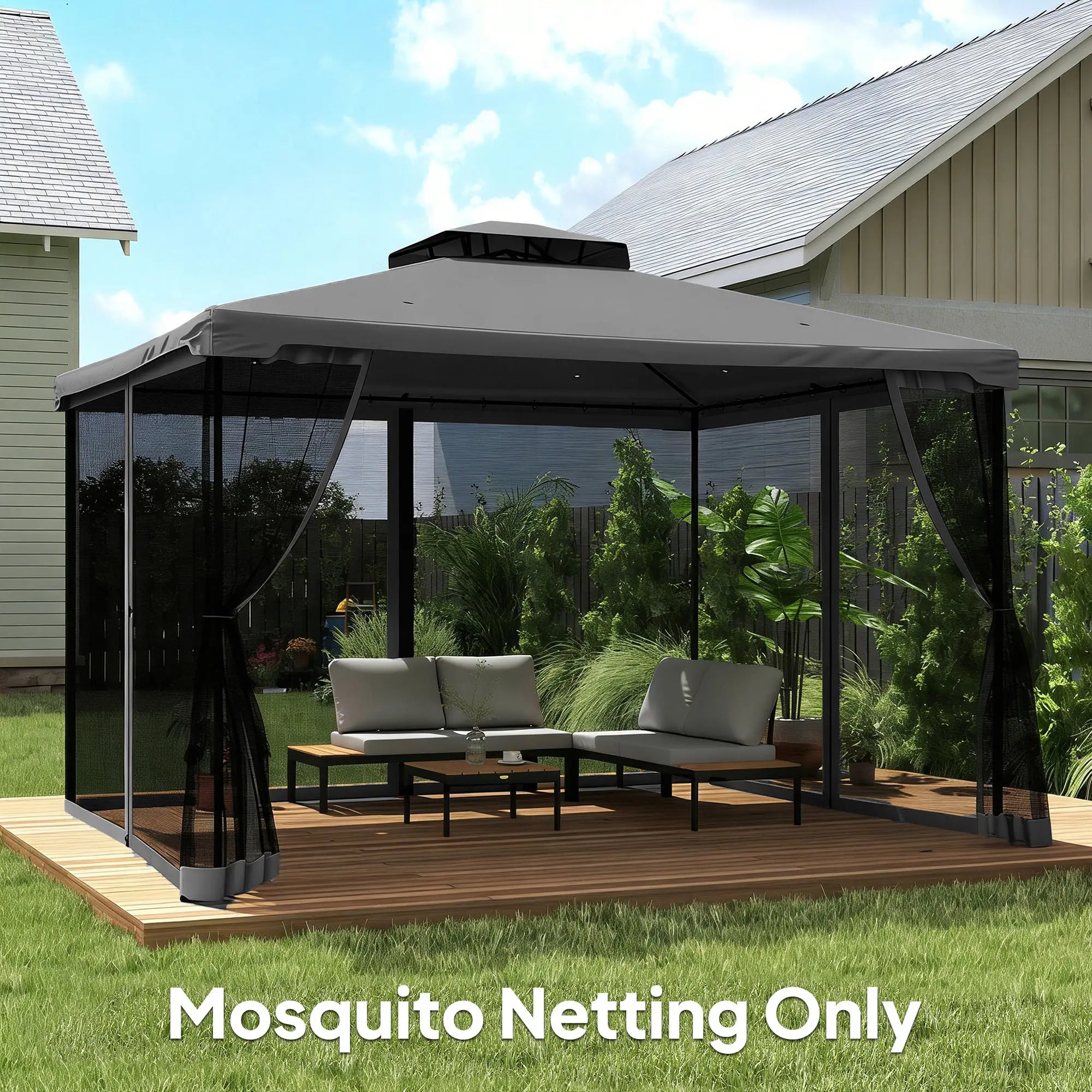 Gazebo Mosquito Netting, 12' x 12', Screen Walls With Zippers, Black Gazebo Sidewalls at Gallery Canada