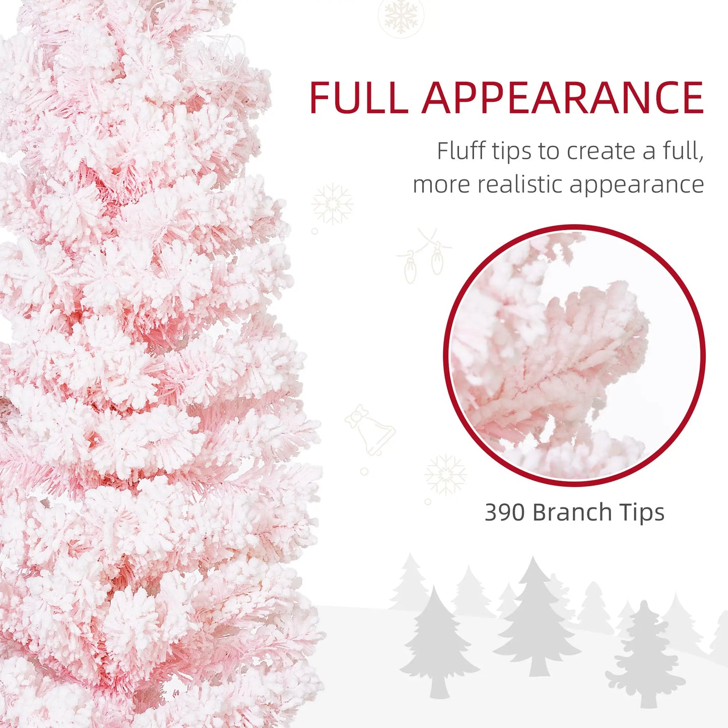 5ft Flocked Pencil Christmas Tree, Realistic Branch Tips, Pink Pencil Christmas Trees at Gallery Canada