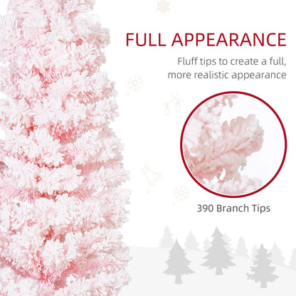 5ft Flocked Pencil Christmas Tree, Realistic Branch Tips, Pink Pencil Christmas Trees at Gallery Canada
