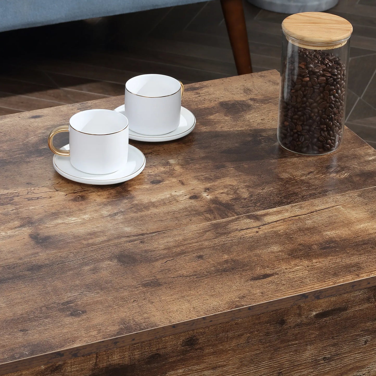 Lift Top Coffee Table, Hidden Storage, Living Room, Rustic Brown Coffee Tables at Gallery Canada