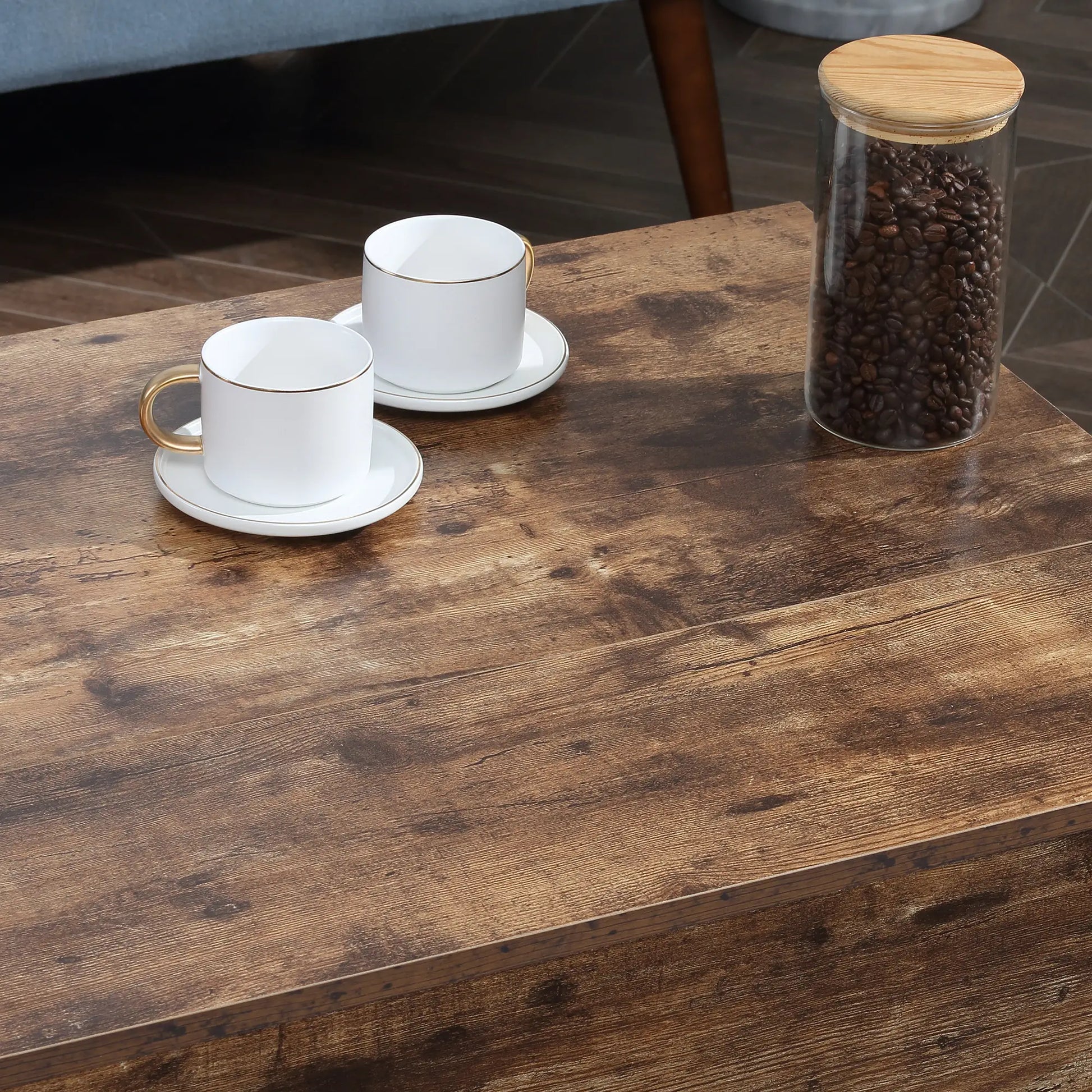 Lift Top Coffee Table, Hidden Storage, Living Room, Rustic Brown Coffee Tables at Gallery Canada