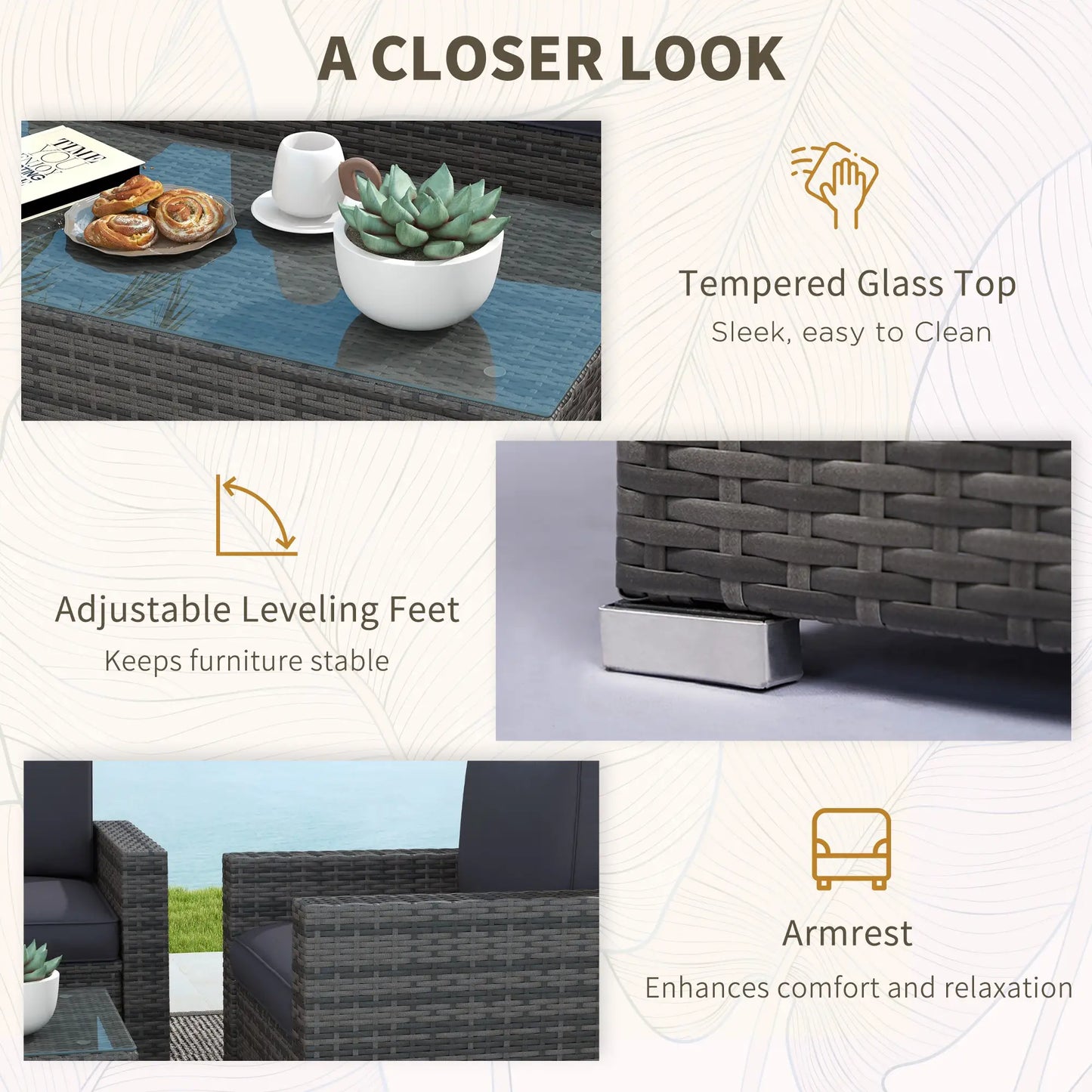 Outdoor Wicker Furniture Set, Loveseat and 2 Chairs, Grey Patio Furniture Sets at Gallery Canada