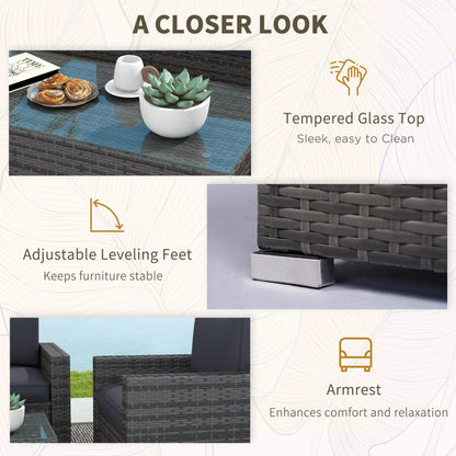 Outdoor Wicker Furniture Set, Loveseat and 2 Chairs, Grey Patio Furniture Sets at Gallery Canada