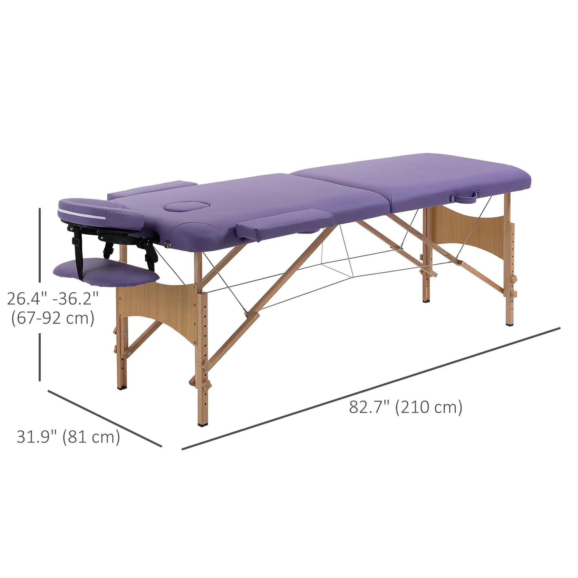 83 Inch Portable Folding Massage Table, Adjustable Salon Spa Bed, Purple Portable Massage Tables at Gallery Canada
