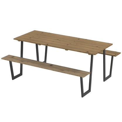 5.7 FT Outdoor Picnic Table, Spruce Wood, 795 LBS Benches, Brown Picnic Tables & Camping Chairs Brown, Black at Gallery Canada