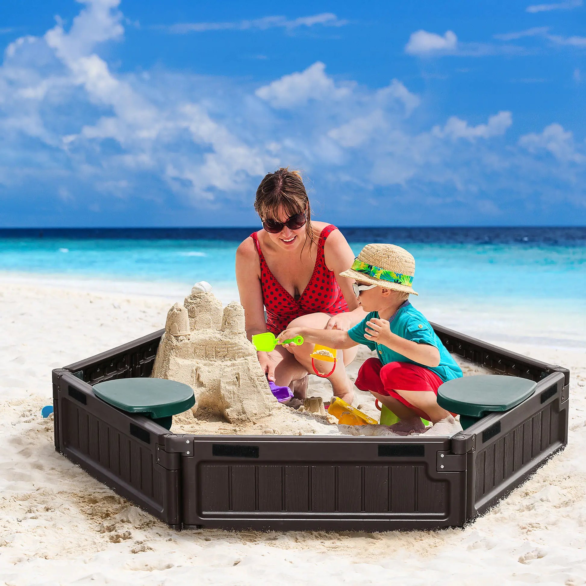 DIY Kids Sandbox with Waterproof Cover, Sand Playset, 3-12 Years, Brown Sandboxes & Accessories at Gallery Canada
