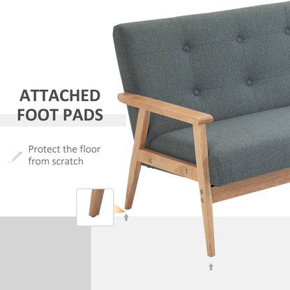 45" 2 Seat Sofa Upholstered Couch, Rubber Wood Legs, Dark Grey 2-Seater Sofas at Gallery Canada