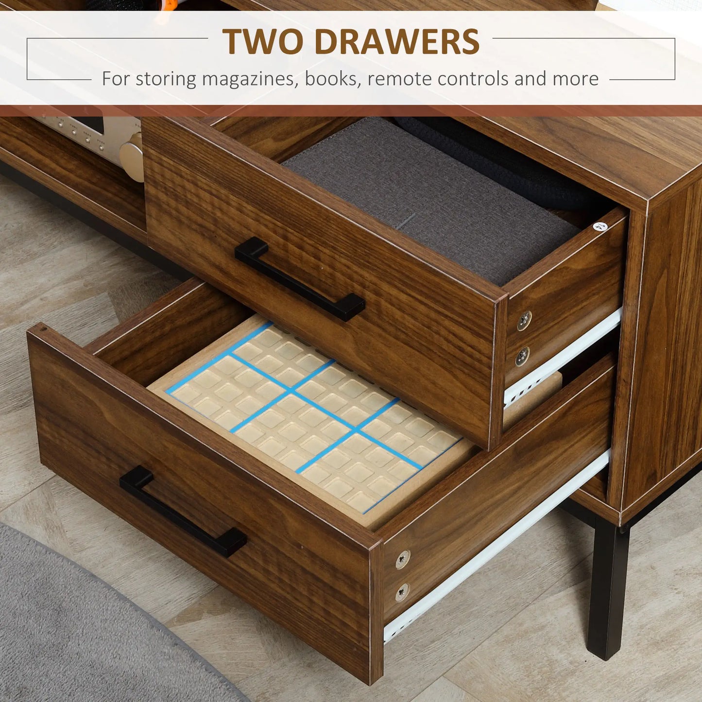 TV Stand for 50 Inches, Cabinet with Door, Drawers, Dark Walnut TV Stands at Gallery Canada