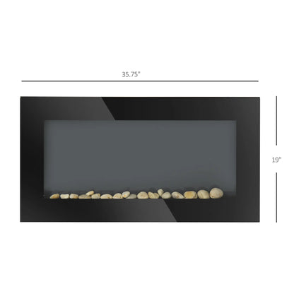 36" Wall-Mounted Electric Fireplace, 750/1500W, Flame Effect, 7 Color Light, Black Electric Fireplaces at Gallery Canada