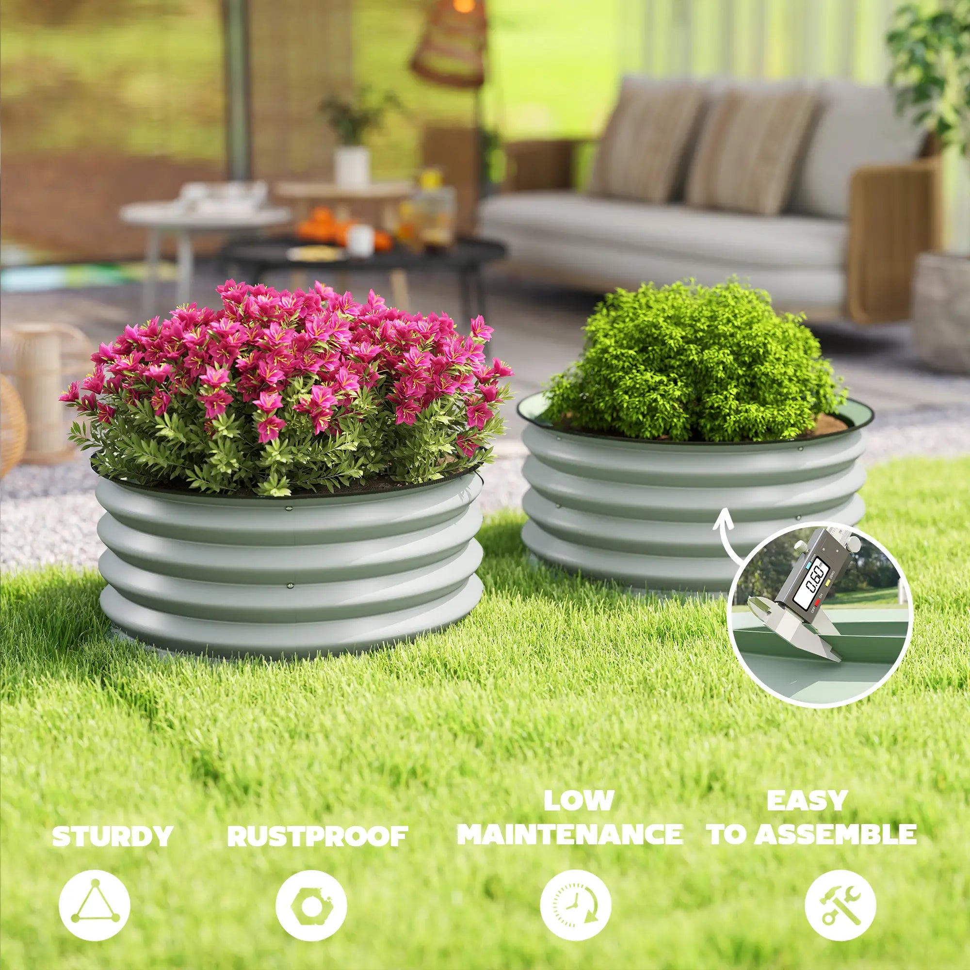 Set of 2 Raised Garden Beds, Metal Planter Box, Easy Assembly, Green Raised Garden Beds at Gallery Canada