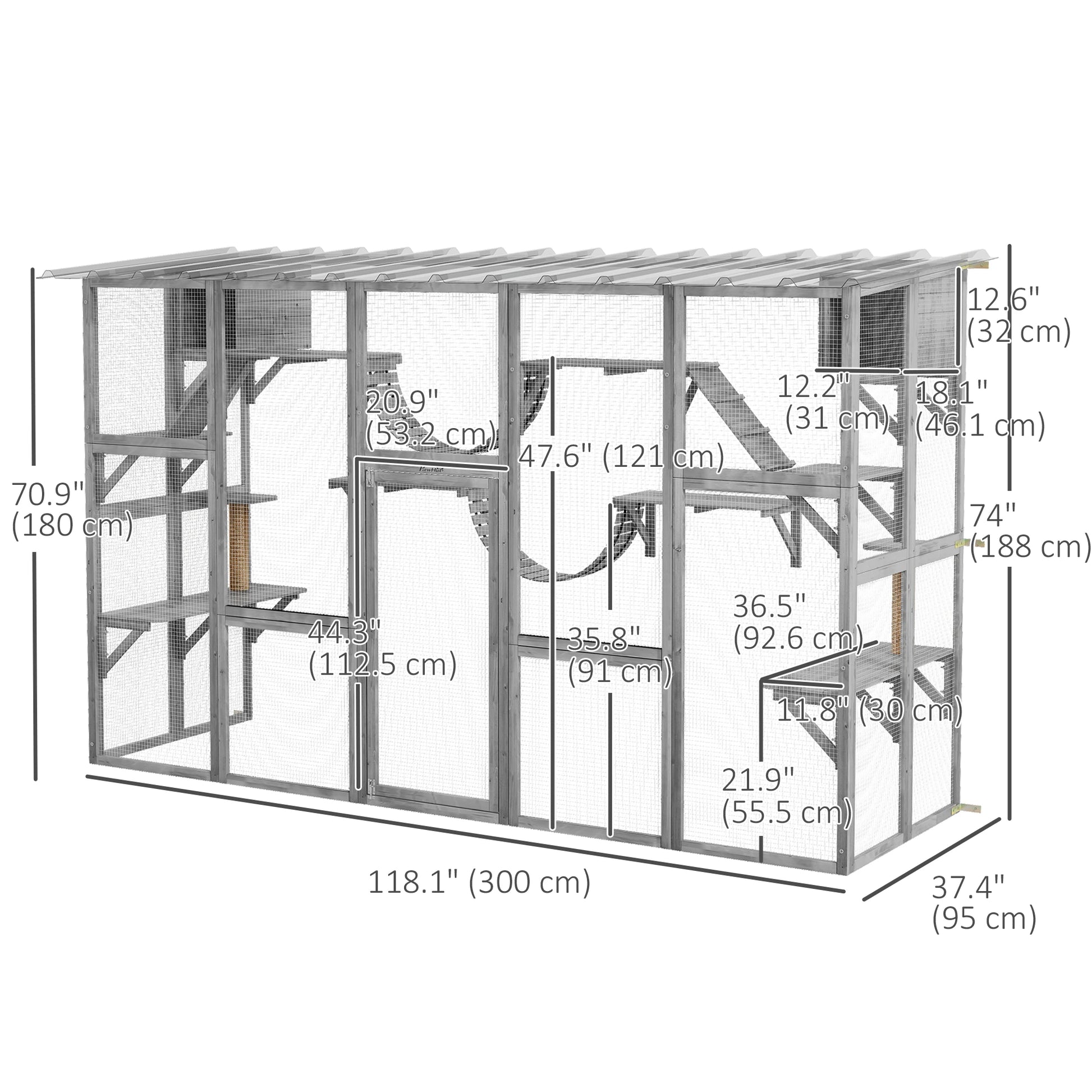 Large Outdoor Catio, Condos, Platforms, Doors, Ladders, Weather-Resistant Roof, Grey Outdoor Cat Enclosures at Gallery Canada