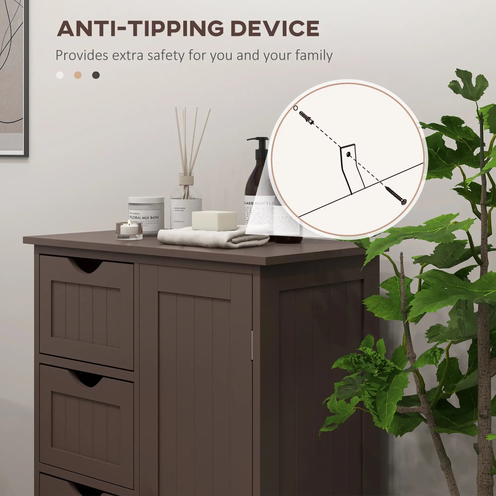 Bathroom Storage Cabinet, Adjustable Shelf, 4 Drawers, Brown Bathroom Cabinets at Gallery Canada