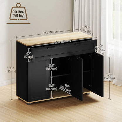 Sideboard Buffet Cabinet, 40" Black, Coffee Bar with Drawer, Doors, Shelves, Black Bar Cabinets at Gallery Canada