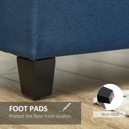 Rectangular Entry Bench, Tufted Upholstered Linen, Wood Feet, Blue Storage Ottomans & Benches at Gallery Canada