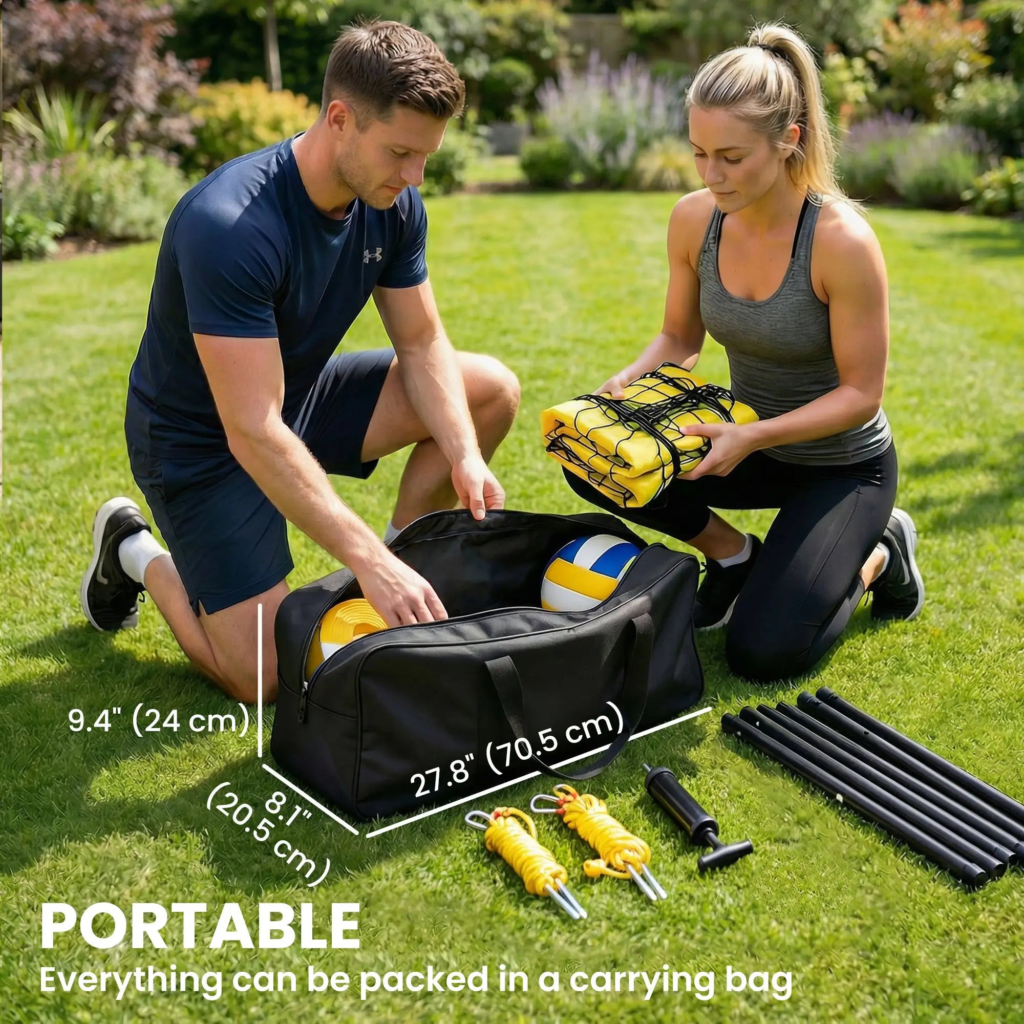 Portable Volleyball Net Set, Adjustable Height Steel Poles, Boundary Line, Carrying Bag Badminton at Gallery Canada