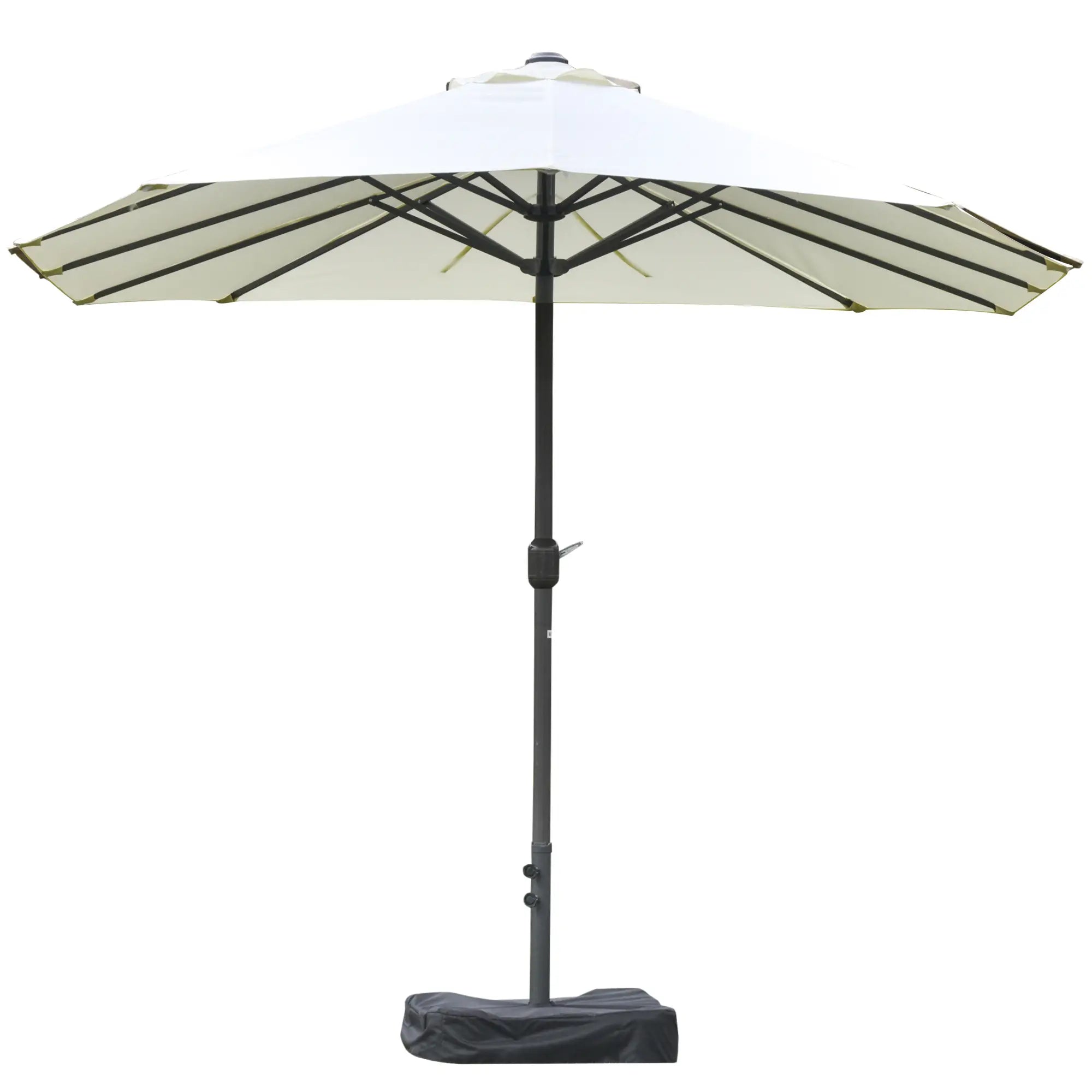 15' Outdoor Patio Umbrella, Twin Canopy Sunshade, Steel Table, Beige Sun Umbrellas Beige at Gallery Canada