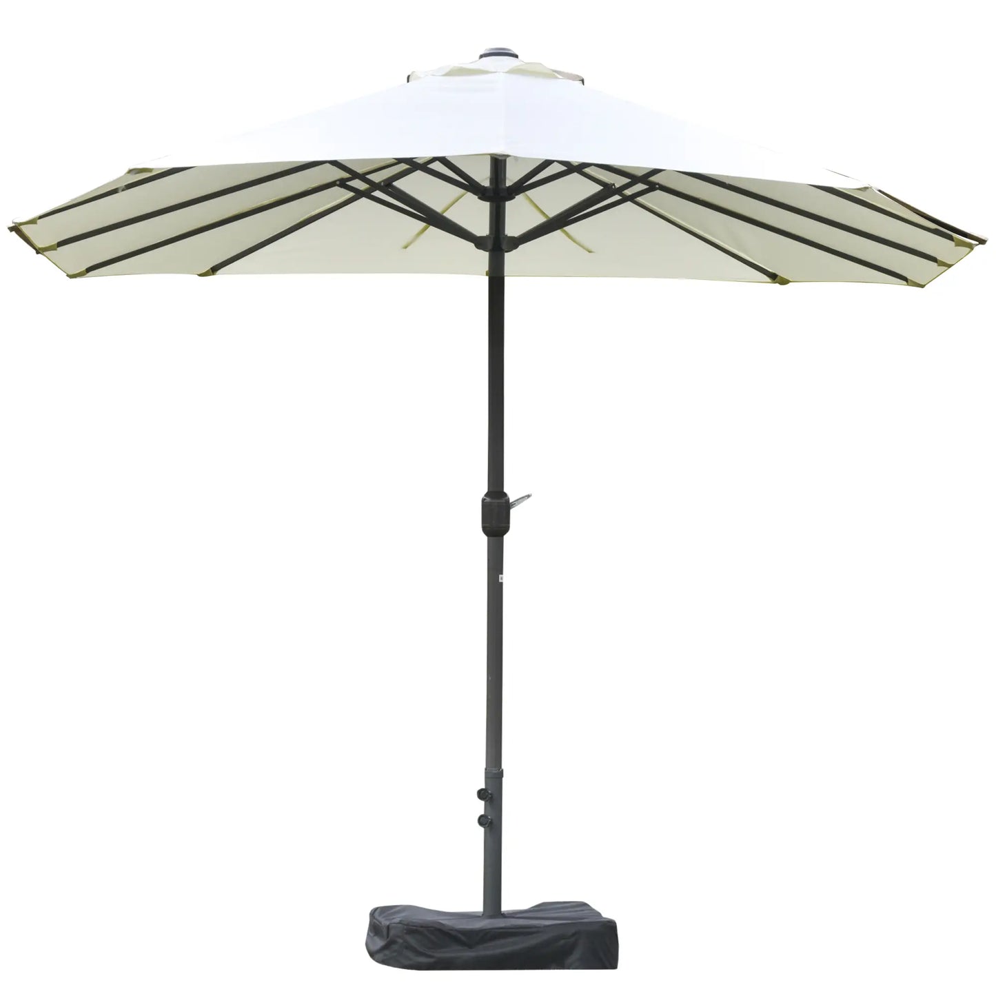 15' Outdoor Patio Umbrella, Twin Canopy Sunshade, Steel Table, Beige Sun Umbrellas Beige at Gallery Canada