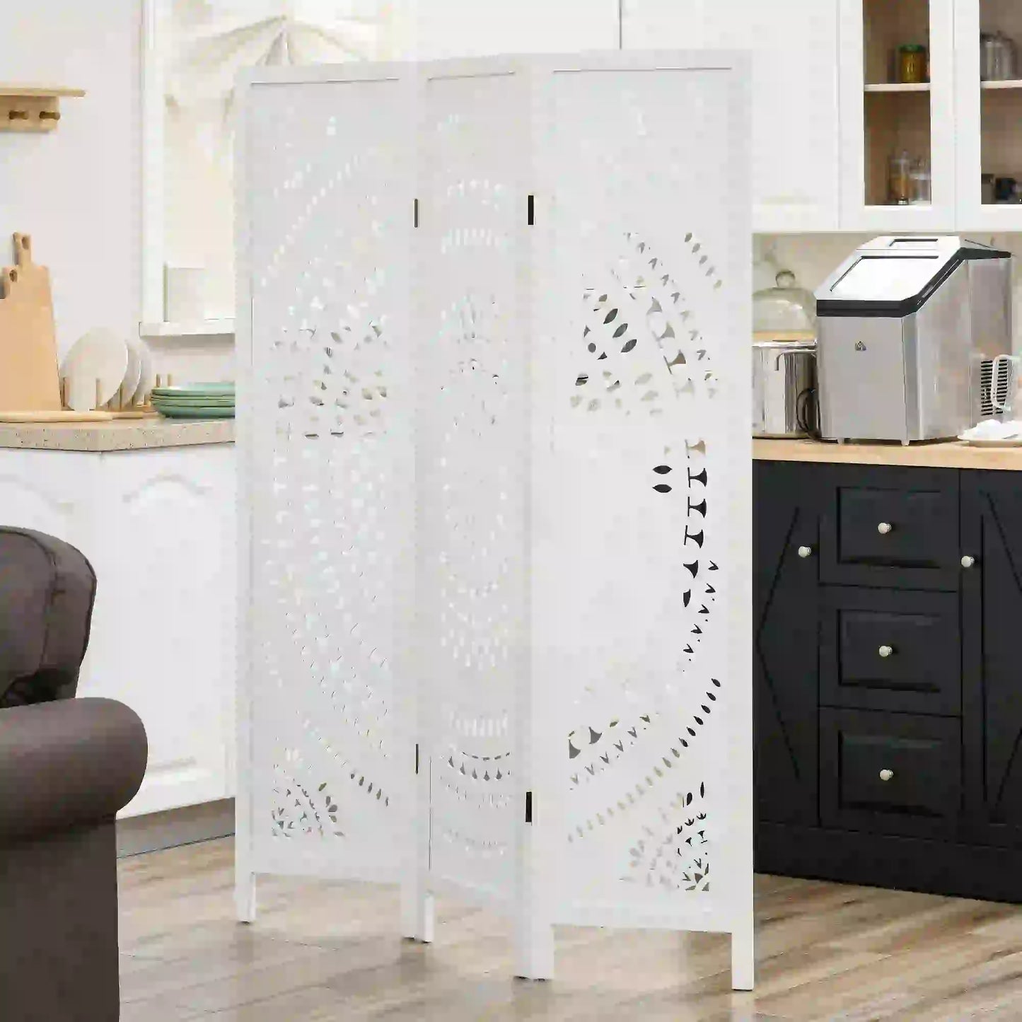 Séparateur de pièce 3 panneaux, 5,6 pieds de haut, écran de confidentialité pliant portable, blanc