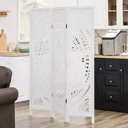 Séparateur de pièce 3 panneaux, 5,6 pieds de haut, écran de confidentialité pliant portable, blanc