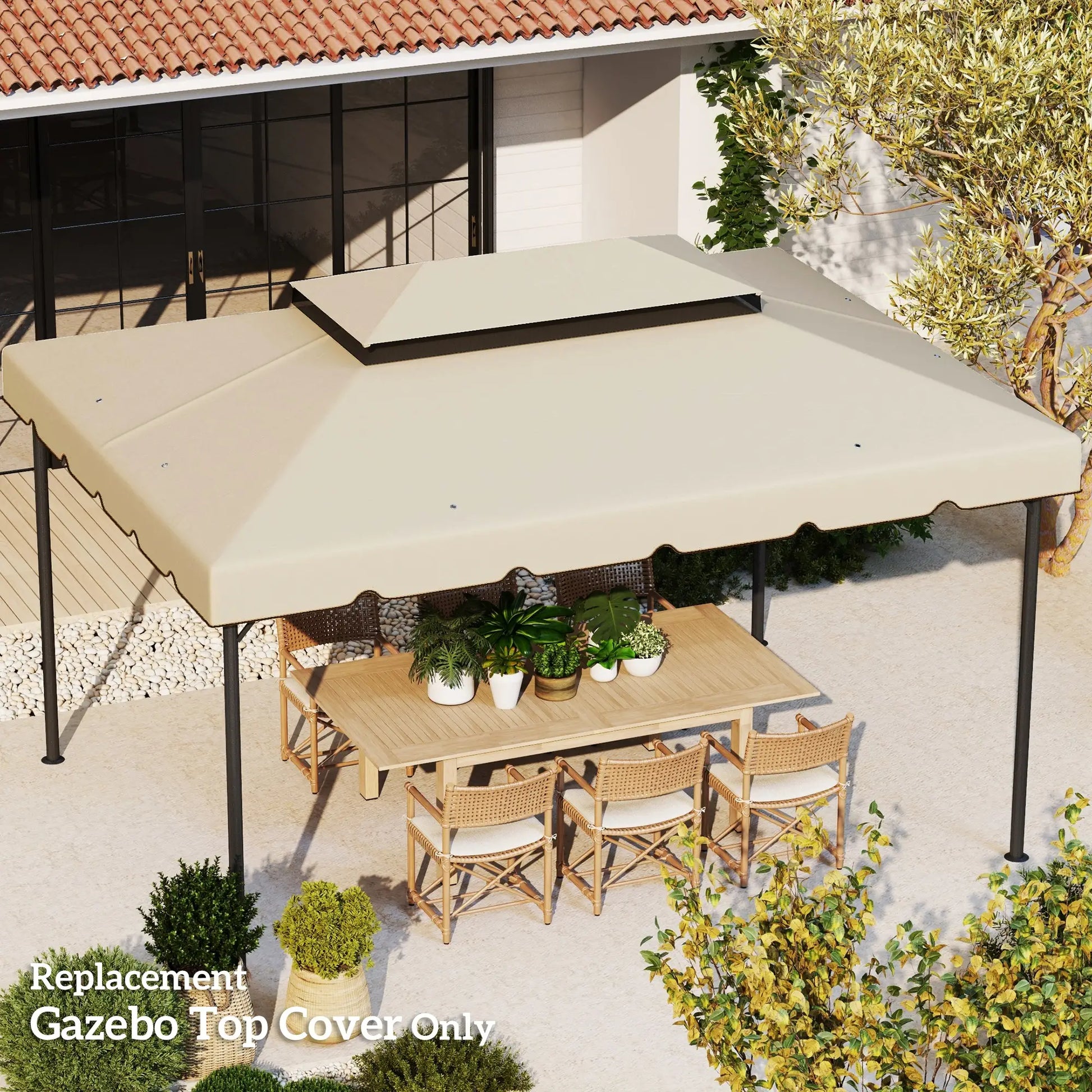 13' x 10' Gazebo Replacement Canopy, Double Vented Roof, Beige Gazebo Canopy Replacement at Gallery Canada
