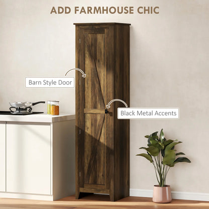 67" Farmhouse Kitchen Pantry Cabinet, Adjustable Shelves, Brown Kitchen Pantry Cabinets at Gallery Canada