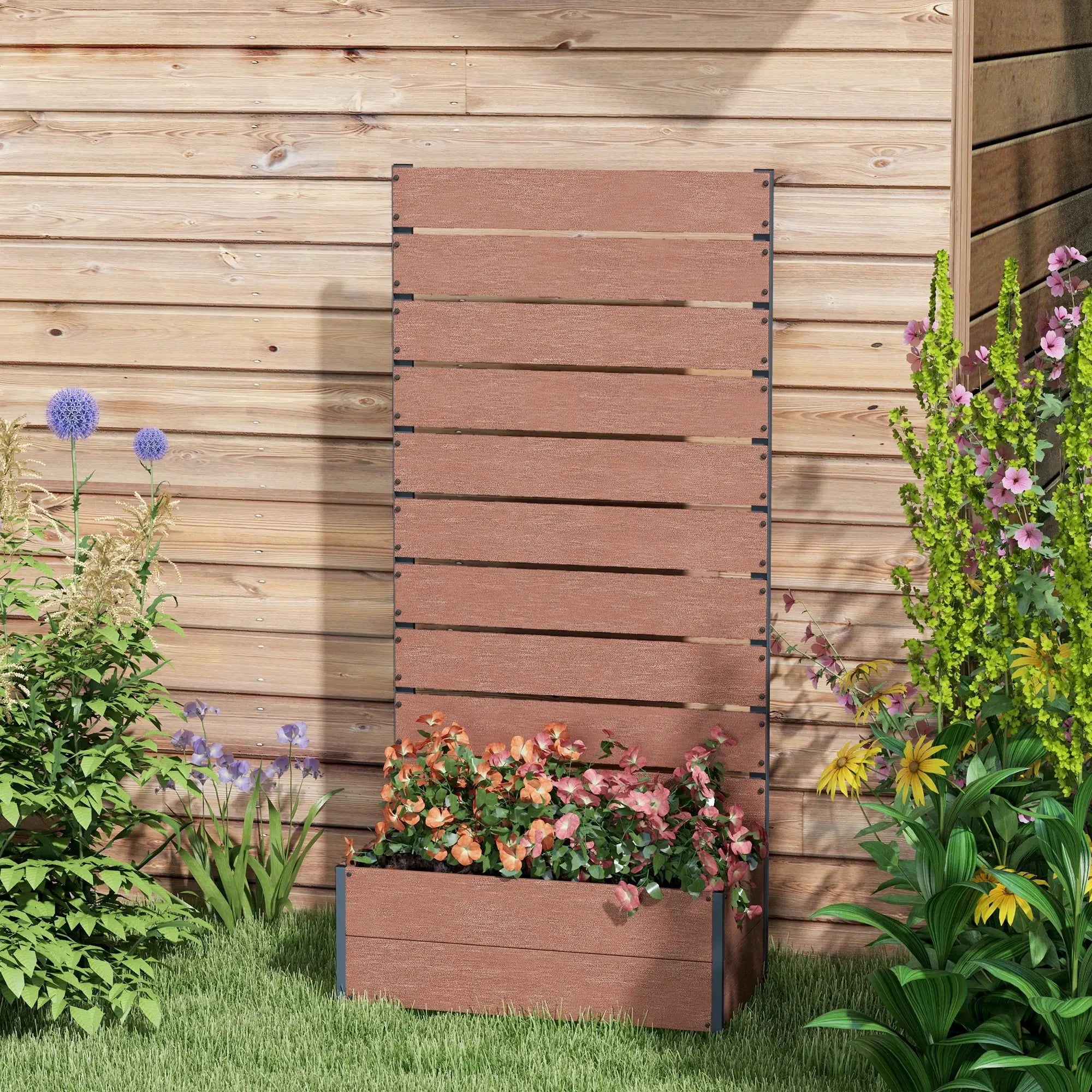 Raised Garden Bed With Trellis, Elevated Planter Box, 28