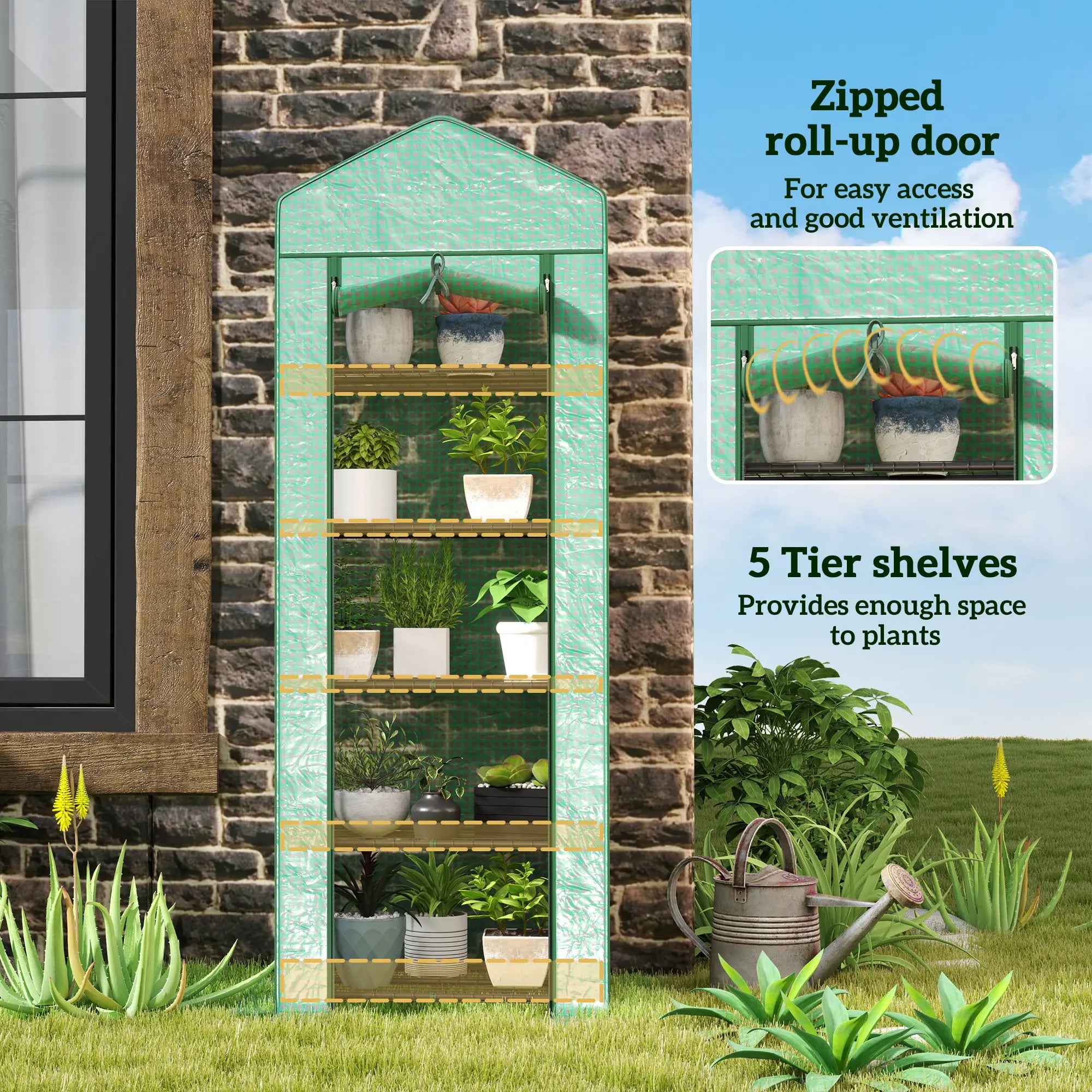 5 Tier Mini Greenhouse, Portable, Transparent, 27.25