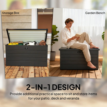 Large Deck Box, Outdoor Storage with Lock, Grey Patio Storage Boxes at Gallery Canada