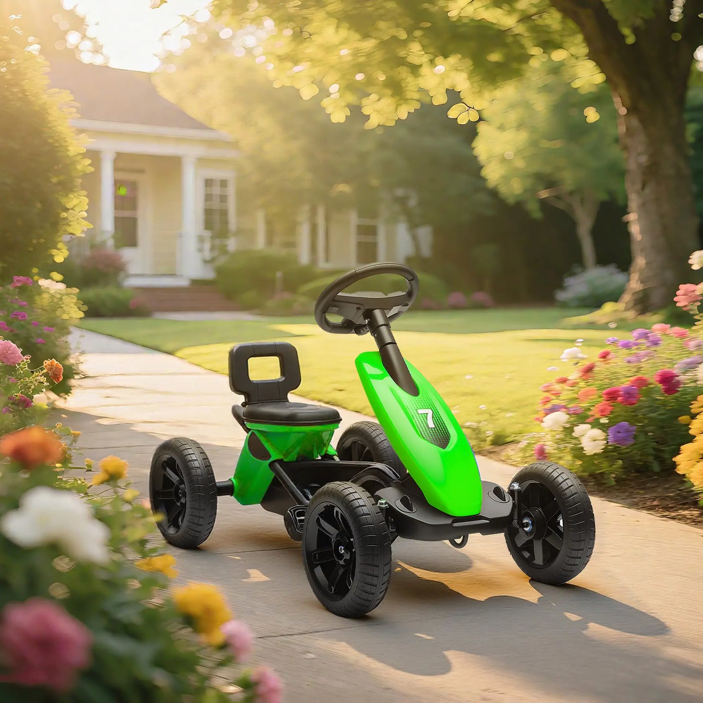 Kids Pedal Go Kart, 2-5 Years, Silent EVA Wheels, Metal Frame, Green Pedal Go Karts for Kids at Gallery Canada