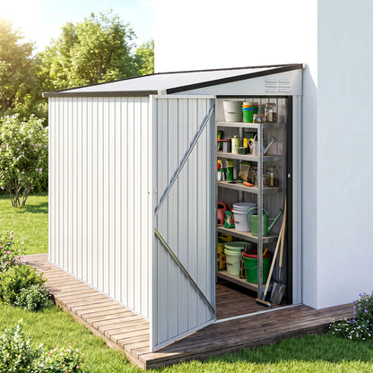 4' x 8' Outdoor Metal Storage Shed With Lockable Door, White Sheds at Gallery Canada