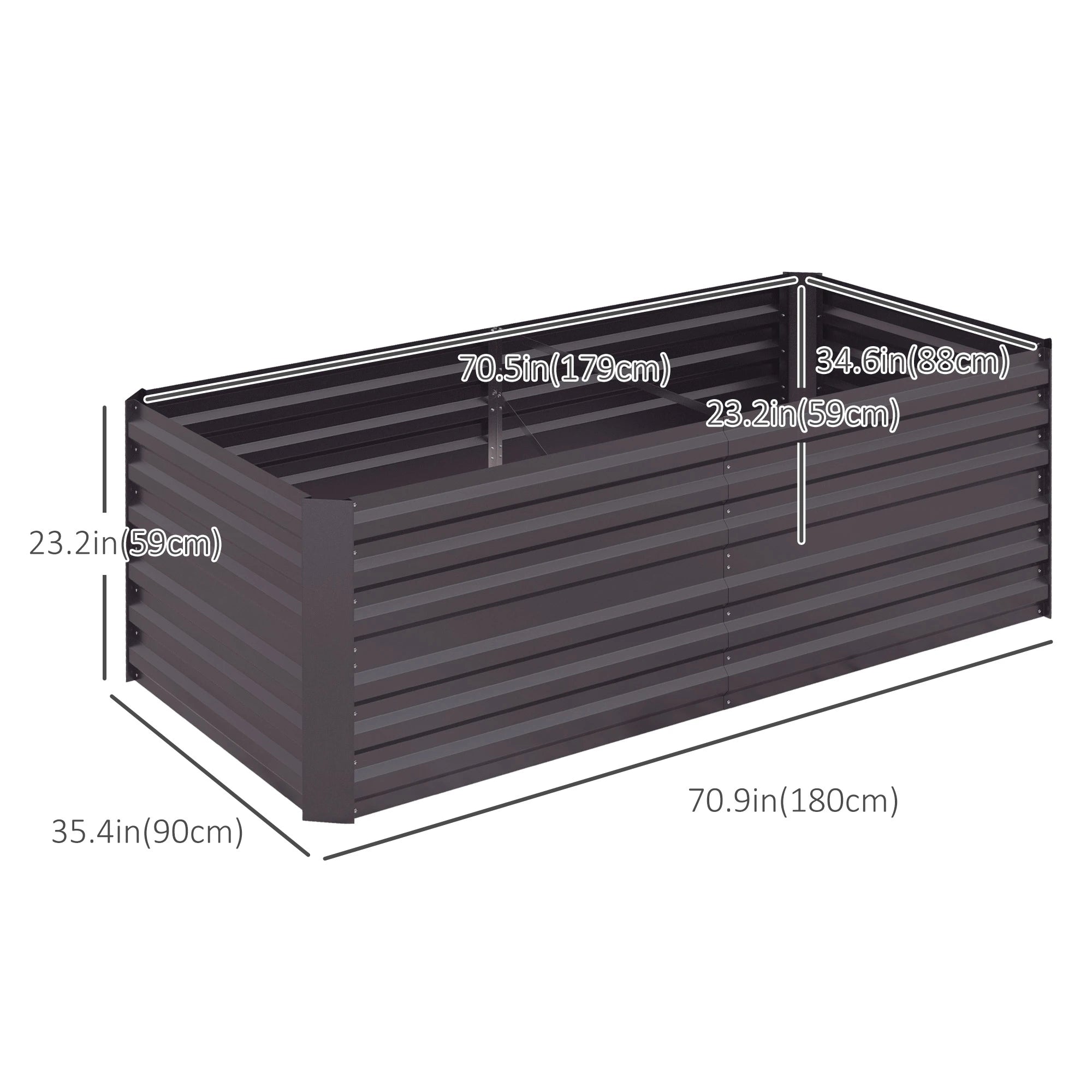 Galvanized Raised Garden Bed, Steel Outdoor Planter, 71