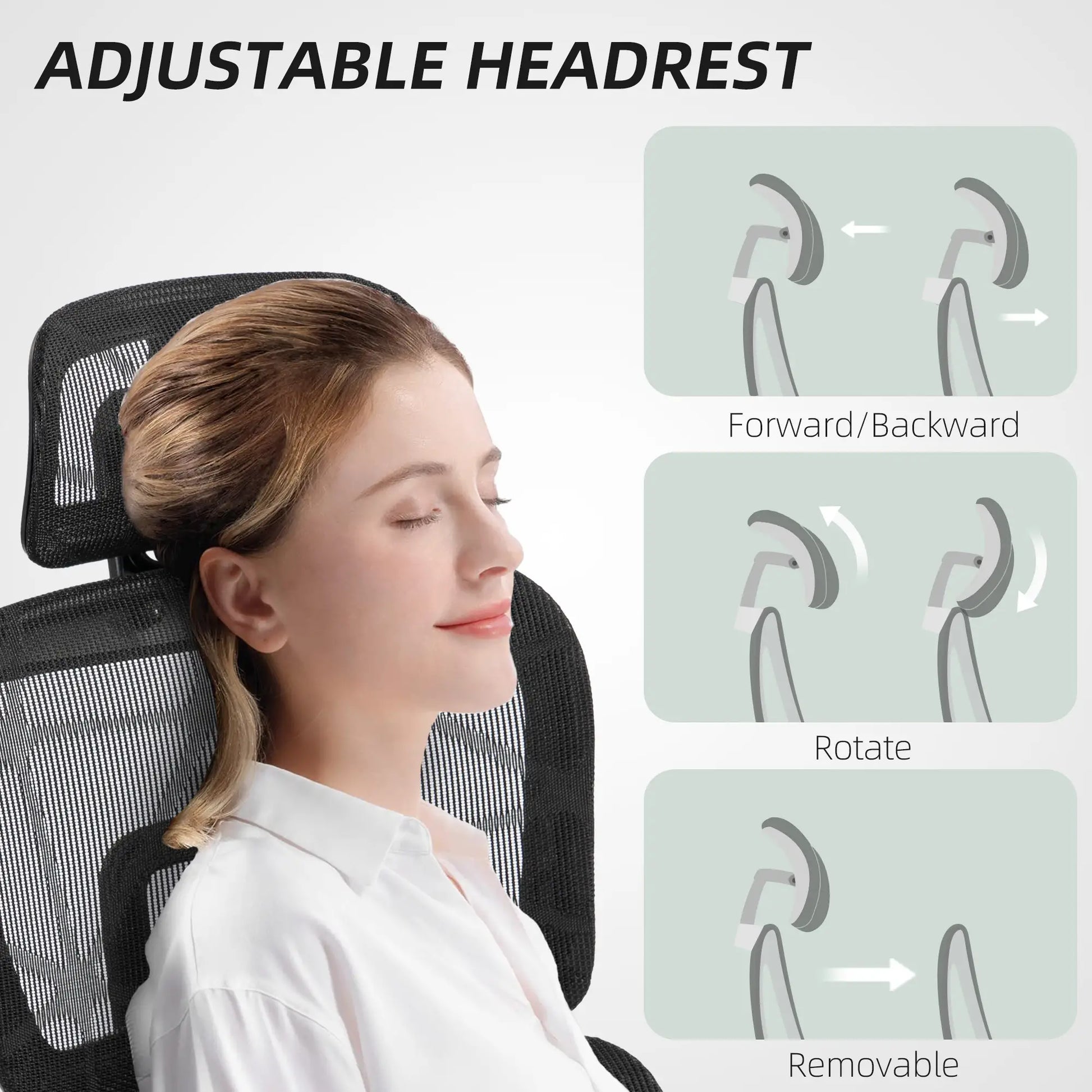 Mesh Office Chair, 3D Armrest, High Back, Lumbar Support, 135° Recline, Adjustable Headrest, Black Executive & Manager Chairs at Gallery Canada