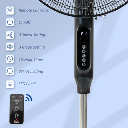 Standing Floor Fan with Remote, Tall Pedestal Electric Fan, Black Stand Fans at Gallery Canada