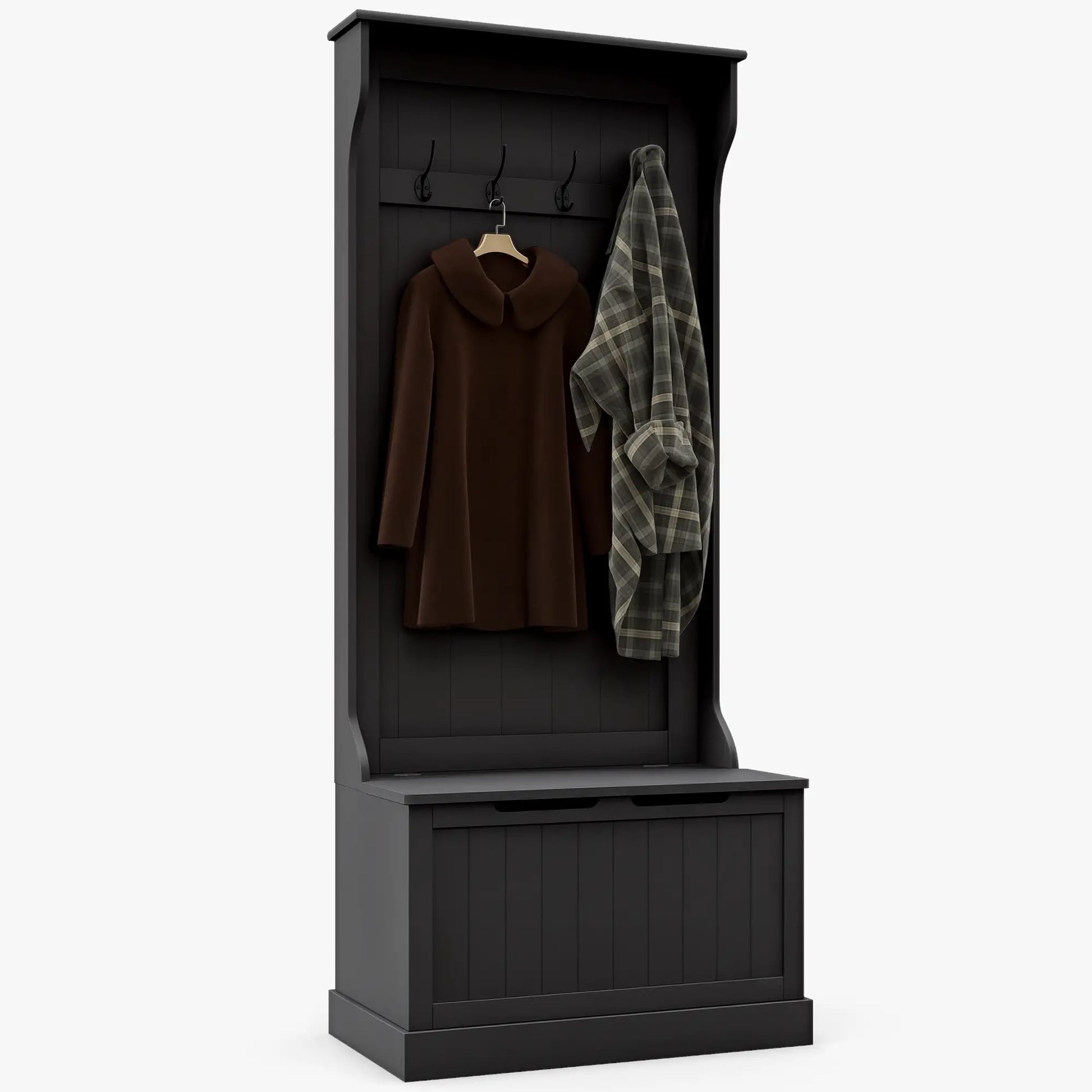 3-In-1 Hall Tree, Coat Rack, Shoe Storage, Bench Seat, Black Clothing Storage at Gallery Canada