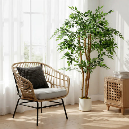 5FT Artificial Banyan Tree Set Of 2, Fake Potted Tree With Solid Wood Trunk Artificial Trees at Gallery Canada