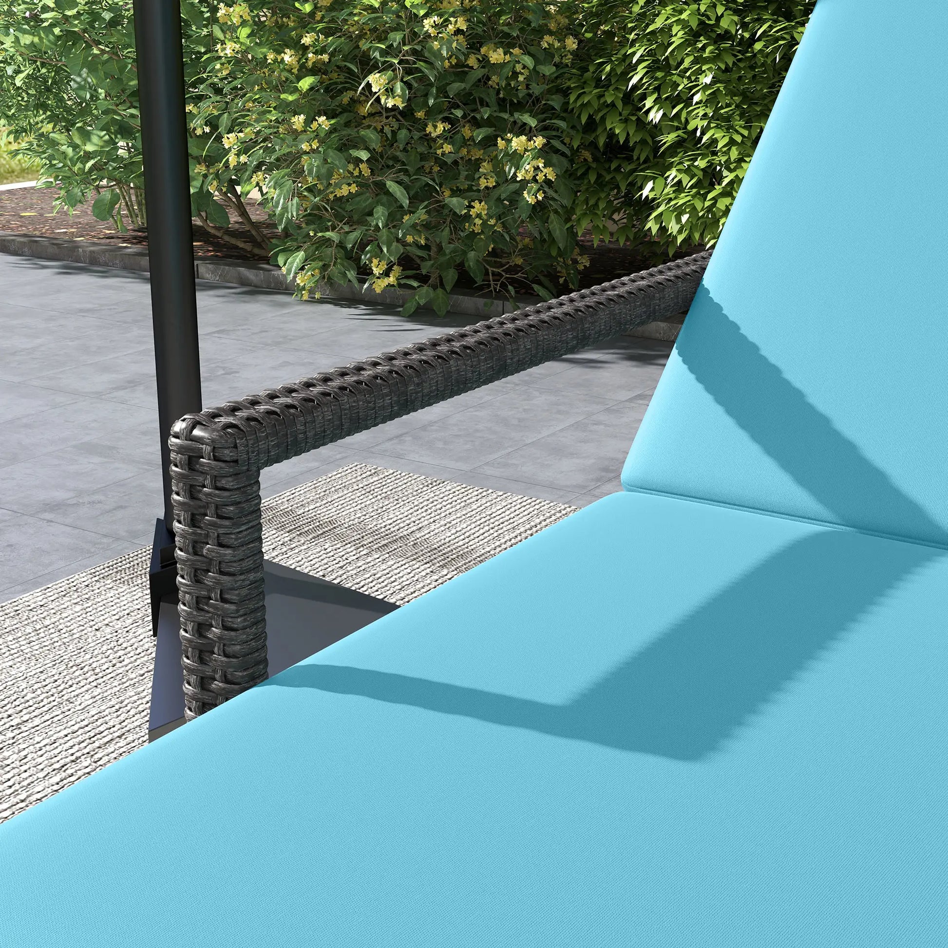 2 Piece Wicker Chaise Lounger, PE Rattan Outdoor Chair, Adjustable Backrest, Sky Blue Chaise Loungers at Gallery Canada