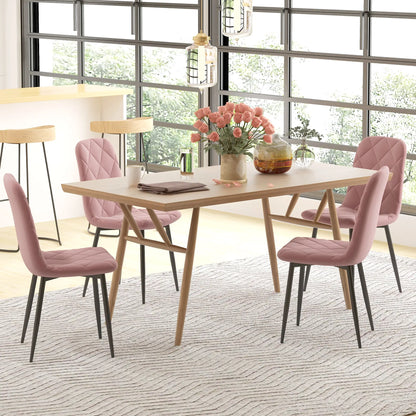 Upholstered Dining Chairs Set of 4, Steel Legs, Modern Kitchen, Pink Dining Chairs at Gallery Canada