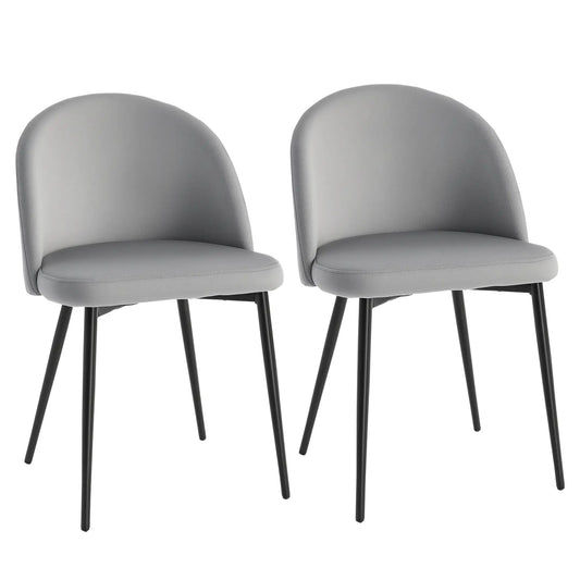 Set of 2 Mid-Back Dining Chairs, Velvet Upholstery, Dark Blue Bar Stools Grey at Gallery Canada