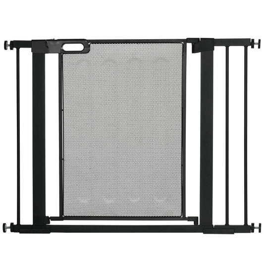 29.5"-40.6" Metal Pet Gate, Auto Closing Door, Double Locking, Black Houses, Kennels & Pens Black at Gallery Canada