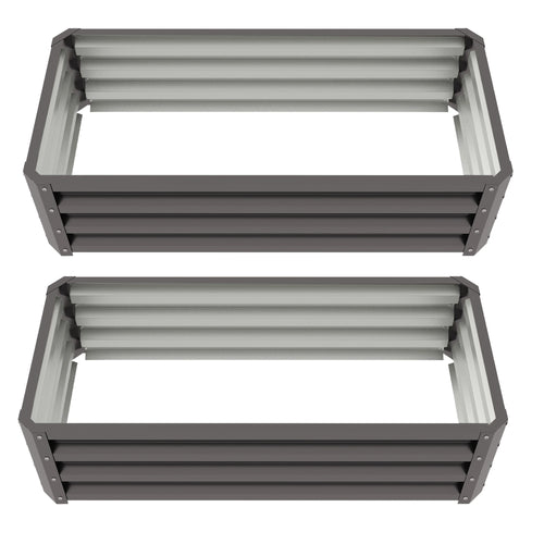 Galvanized Raised Garden Beds, Outdoor Planter Box, Set of 2, Dark Grey