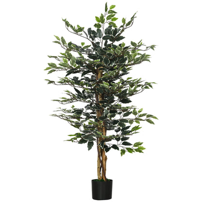 4.3FT Artificial Ficus Tree, Fake Plant in Nursery Pot, Indoor Decor Artificial Trees Green at Gallery Canada