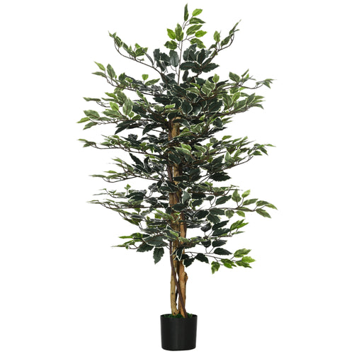 4.3FT Artificial Ficus Tree, Fake Plant in Nursery Pot, Indoor Decor