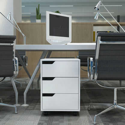 3 Drawer File Cabinet, Mobile Vertical Filing Cabinet with Wheels, White Office Cabinets & Cupboards at Gallery Canada