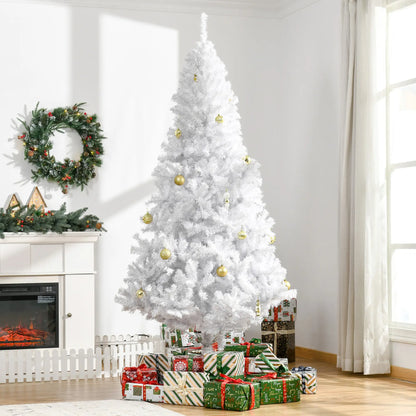 7ft Artificial Christmas Tree, 1230 Branch Tips, Metal Stand, White White Christmas Trees at Gallery Canada