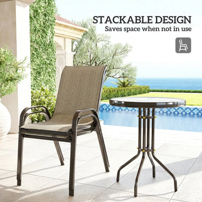 3 Piece Bistro Set with Mesh Chairs, Glass Table, Light Mixed Brown Bistro Sets at Gallery Canada