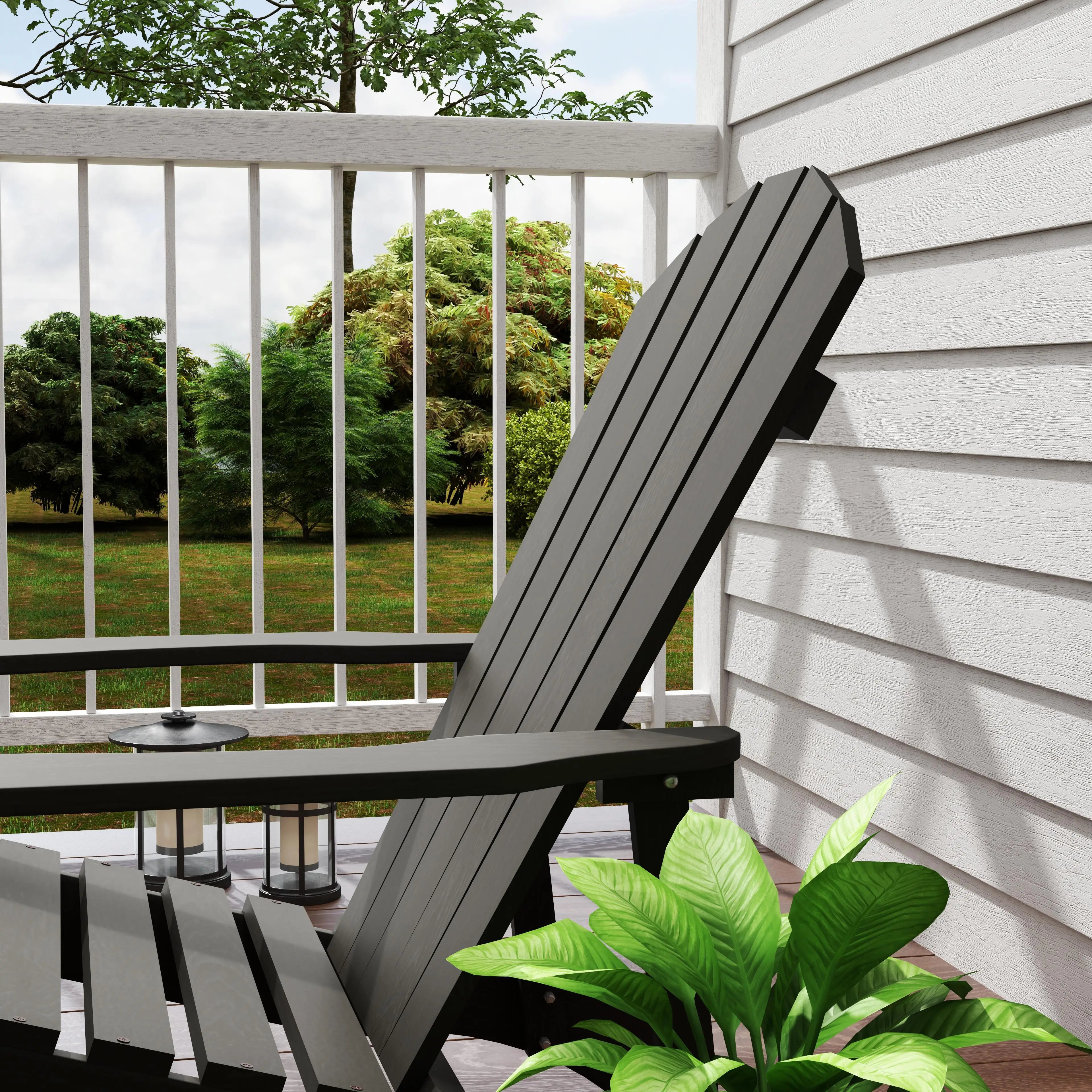 Wood Adirondack Chair, Outdoor Patio Chair, Slatted Design, Black Patio Chairs at Gallery Canada