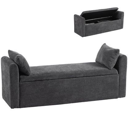 54" Storage Ottoman Bench with Pillows, Dark Grey, Dark Grey Storage Ottomans & Benches at Gallery Canada