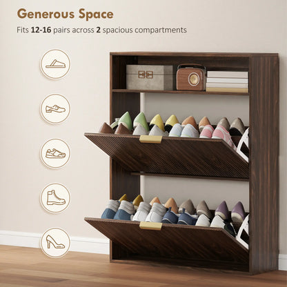 Shoe Cabinet 2 Flip Drawers, Narrow Storage, Top Shelf Shoe Storage Cabinets & Racks at Gallery Canada
