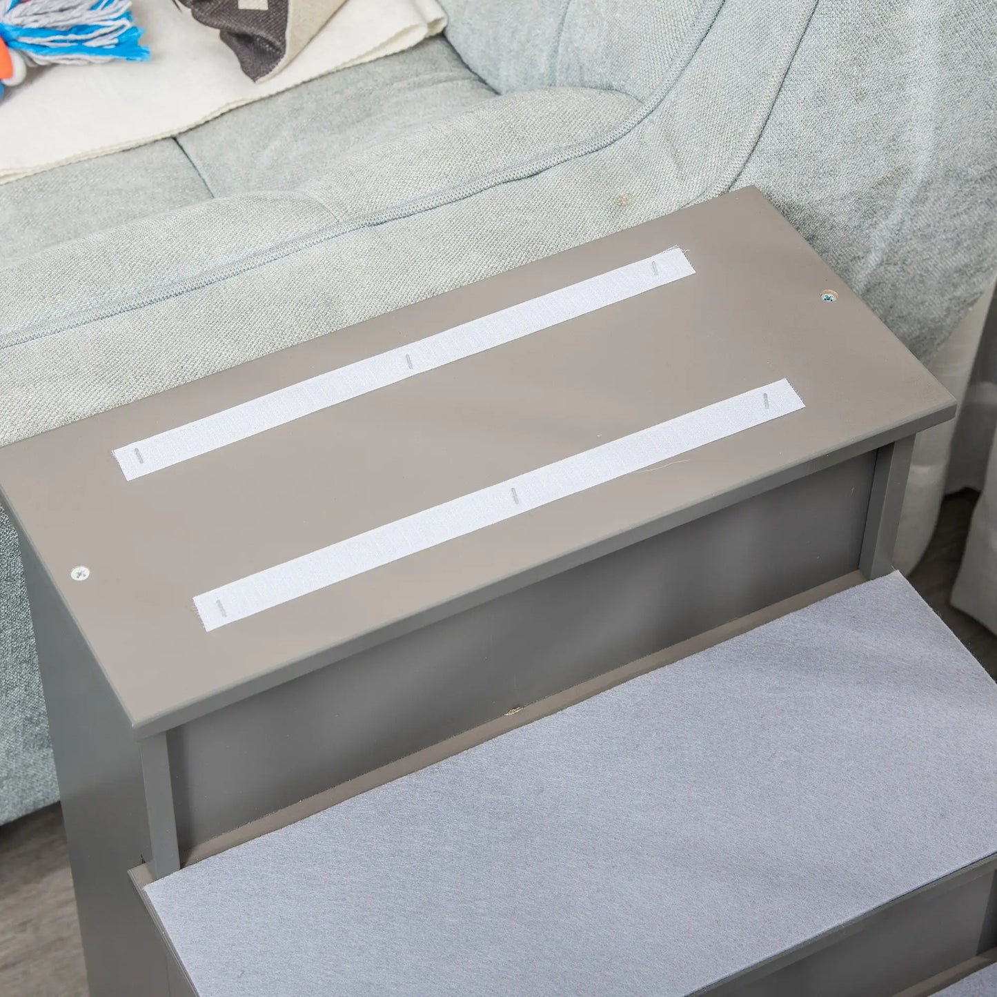 Dog Pet Stairs for Bed, Cat Ladder for Couch, Non-Slip Carpet, 15.7" x 23.2" x 21.3", Grey Dog Stairs at Gallery Canada