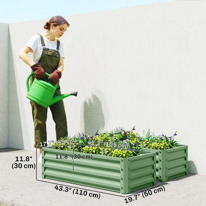 Galvanized Raised Garden Beds, Outdoor Planter Box Set, Light Green Galvanized Planter Boxes at Gallery Canada